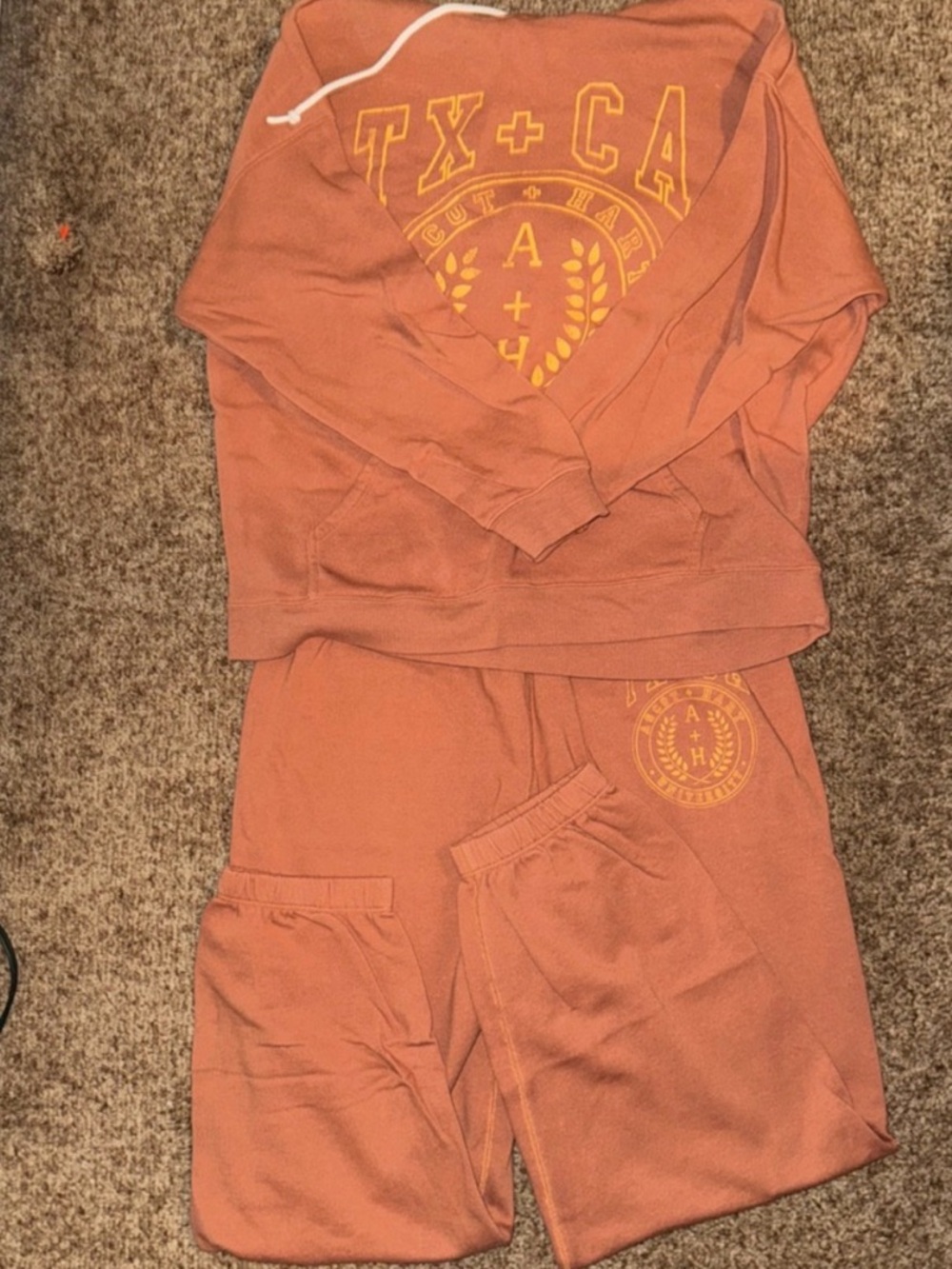 TX+CA Cozy Rust Hoodie and Jogger Set